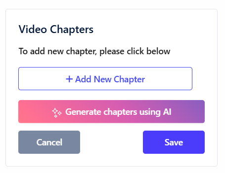 Generate chapters using AI Generate chapters using AI