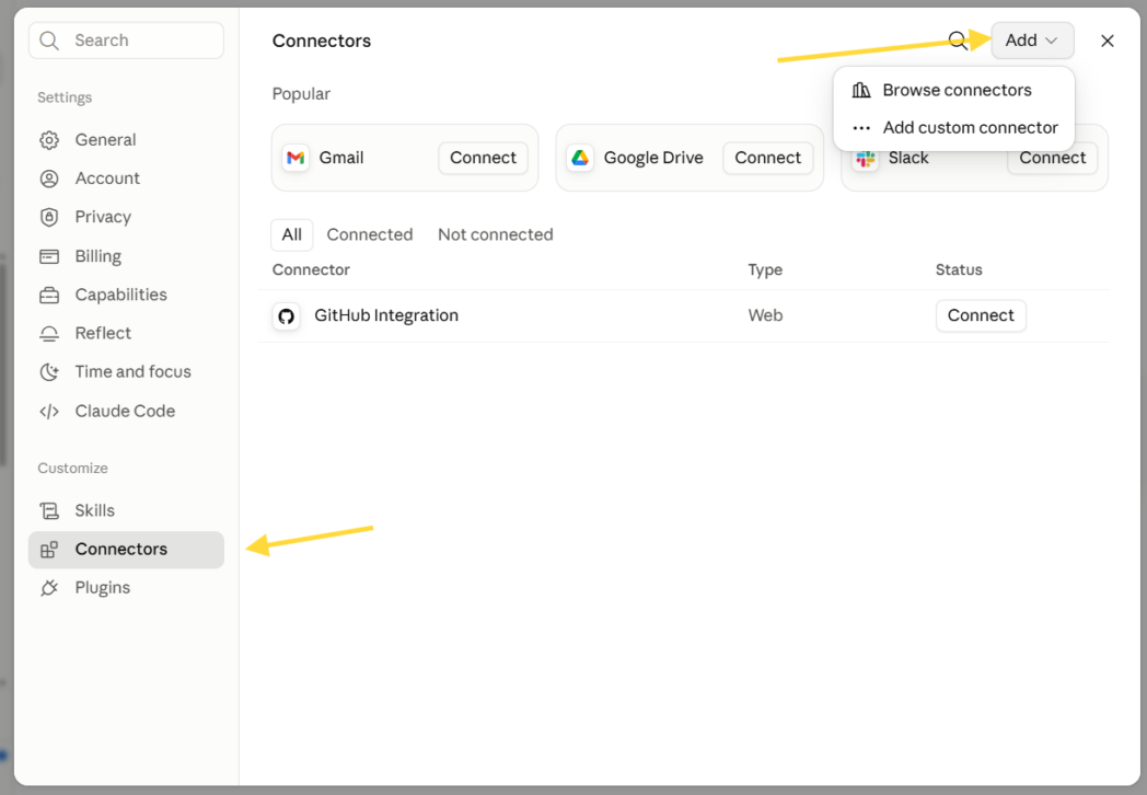 Open Your Connector Settings Open Your Connector Settings