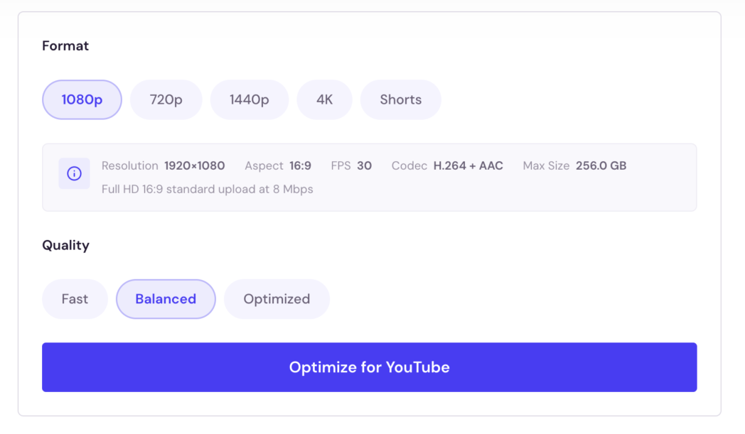 Optimize for youtube