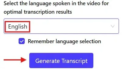 Transcript language selection Transcript language selection