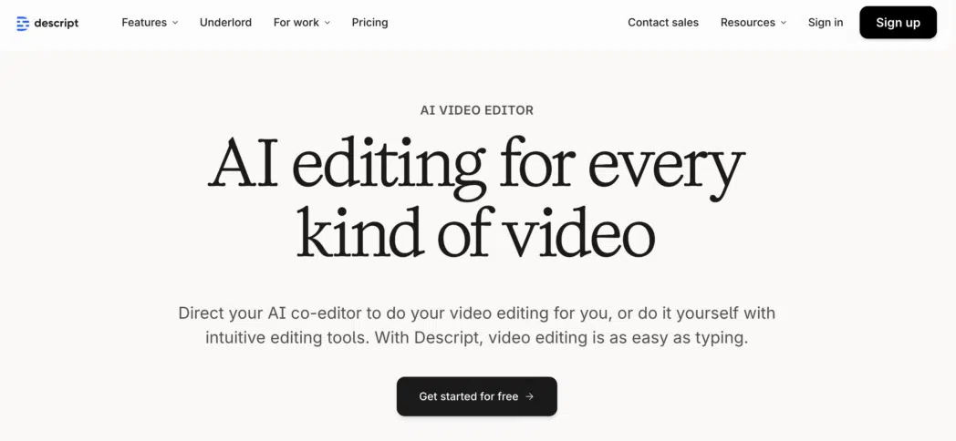 descript text based video editor