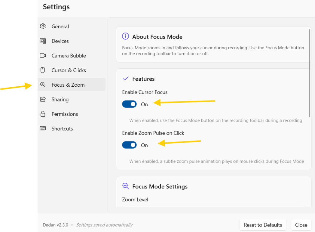 enable Focus Mode enable Focus Mode