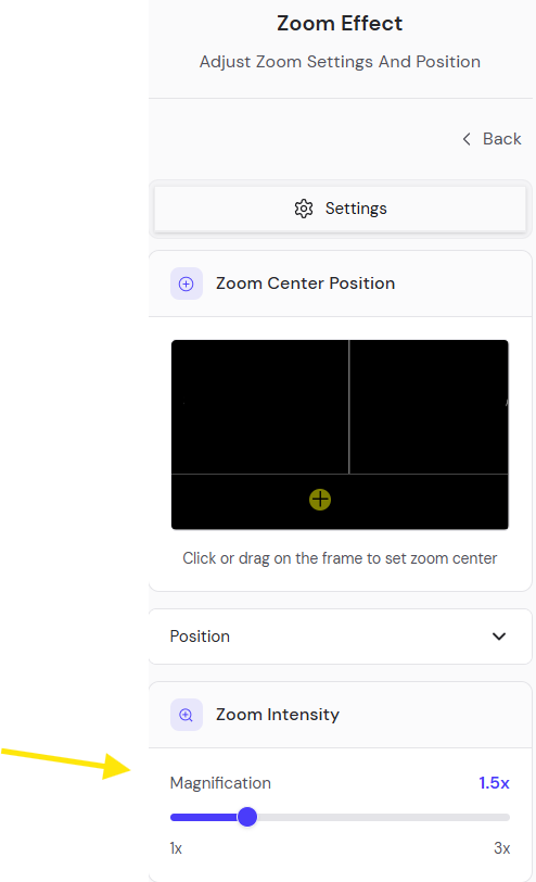frame to set the zoom center frame to set the zoom center