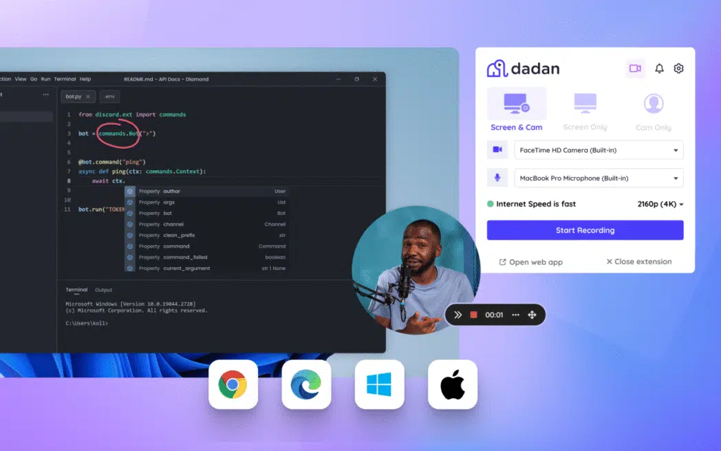 dadan screen recorder for gamers, 
