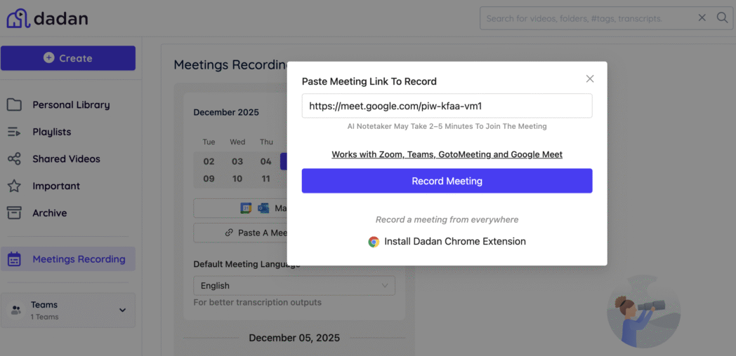 paste a meeting link