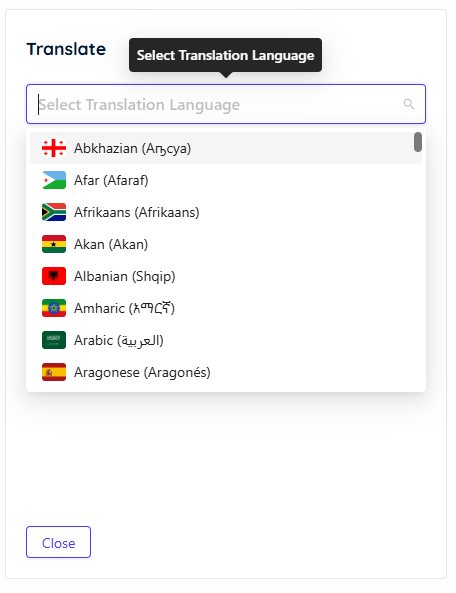 select language