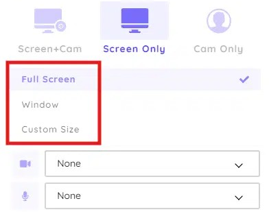 select the recording area