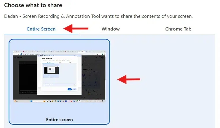 select window to share