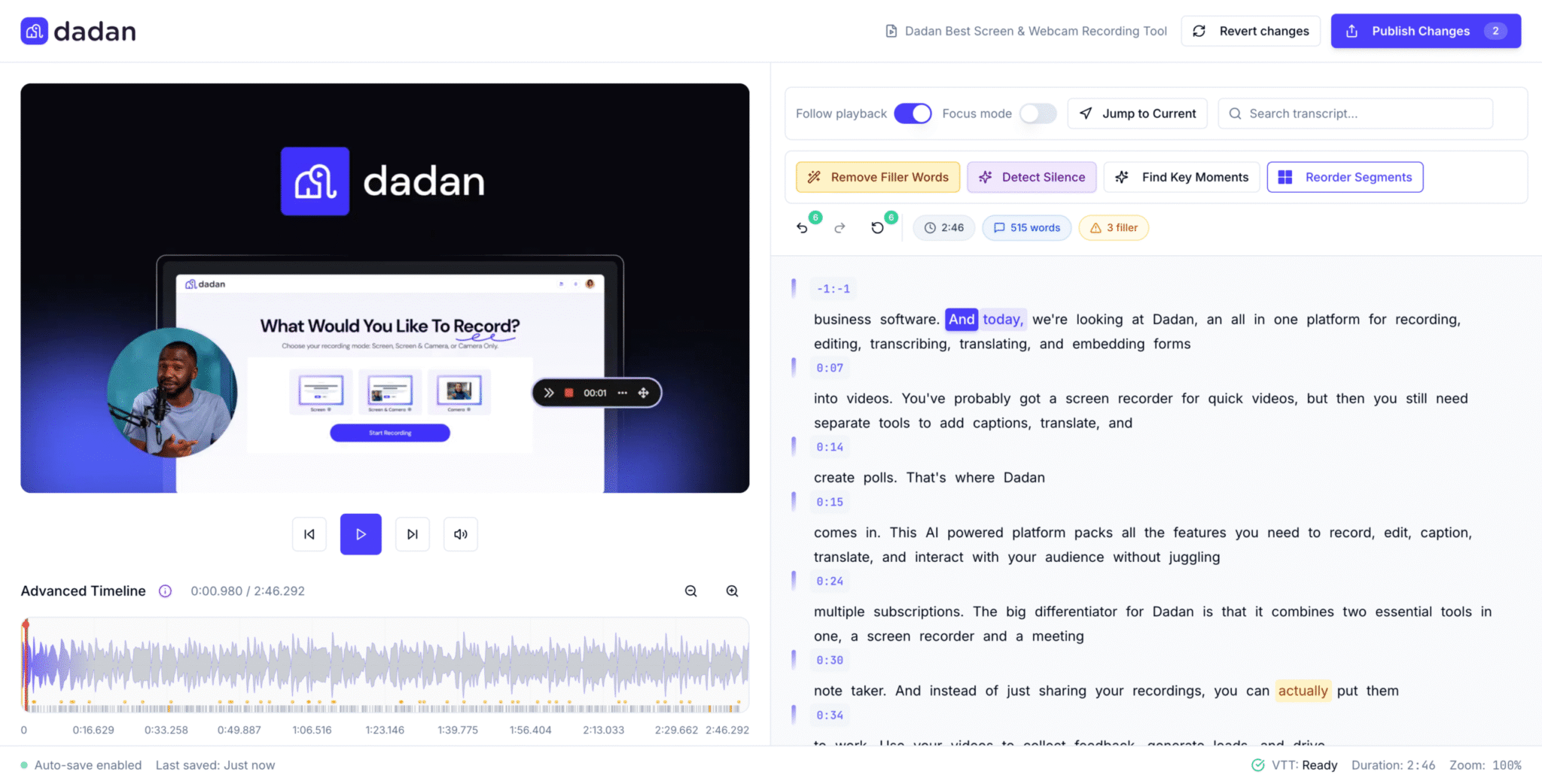 Text-Based Video Editor: Edit by Transcript, No Watermark