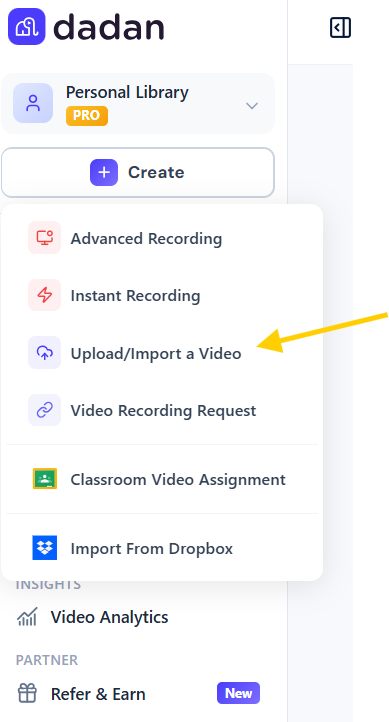 upload video for editing