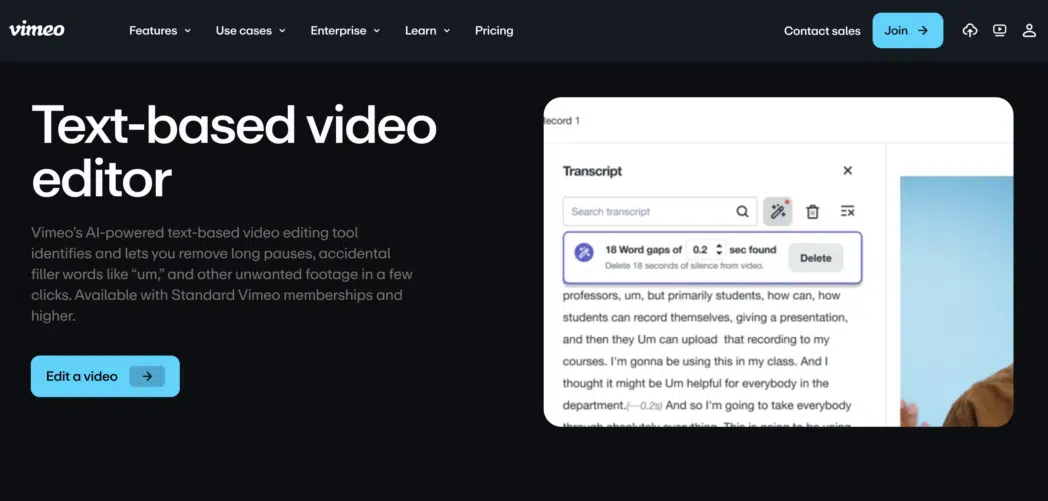 vimeo text based video editor